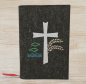Preview: Gotteslobhülle in anthrazit meliert, Kreuz, Fische, Weizen