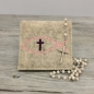 Preview: Rosenkranztasche Beige meliert, Fisch, Kreuz