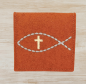 Preview: Rosenkranztasche in Rost meliert, Fisch, Kreuz