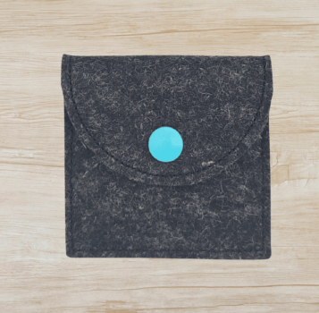 Rosenkranztasche in Anthrazit meliert, Fisch, Kreuz