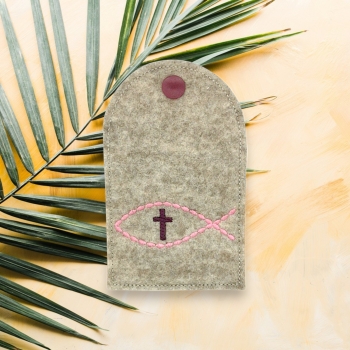 Rosenkranztasche in beige meliert