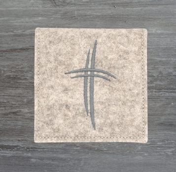 Rosenkranztasche Beige meliert, Kreuze