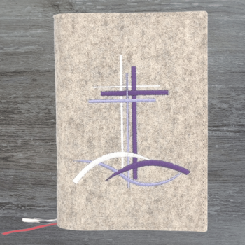 Wosadnikhülle in beige meliert, Kreuze, Wellen