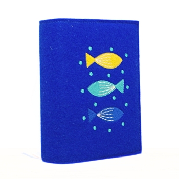 Wosadnikhülle, Gotteslobhülle in Royalblau, Fische, Punkte