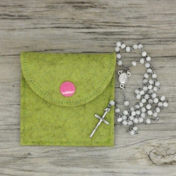 Rosenkranztasche Kiwi meliert, Kreuze