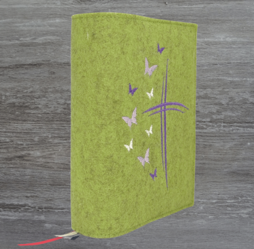 Wosadnikhülle in kiwi meliert, Kreuze, Schmetterlinge