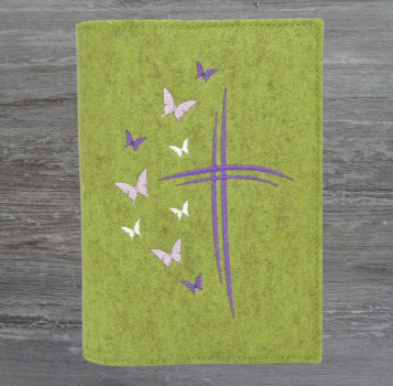 Wosadnikhülle in kiwi meliert, Kreuze, Schmetterlinge