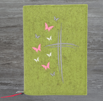 Wosadnikhülle in kiwi meliert, Kreuze, Schmetterlinge