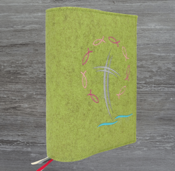 Wosadnikhülle in kiwi meliert, Kreuze, Fische, Wellen