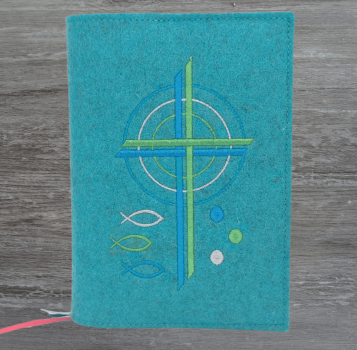 Wosadnikhülle in lagune meliert, Kreuze, Kreise, Fische, Punkte