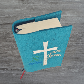 Wosadnikhülle in lagune meliert, Kreuz, Weizen, Fisch