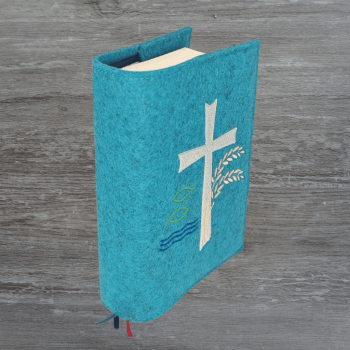 Wosadnikhülle in lagune meliert, Kreuz, Weizen, Fisch