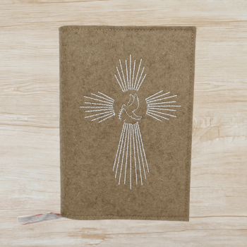 Gotteslobhülle in schlamm meliert, Taube ,Kreuz