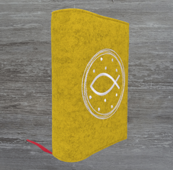 Gotteslobhülle in senf melliert, Kreis, Fisch