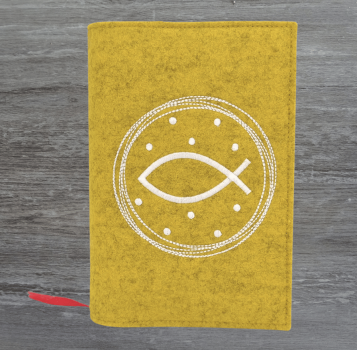 Gotteslobhülle in senf melliert, Kreis, Fisch