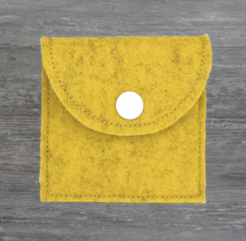 Rosenkranztasche in Senf meliert, Kreis, Fisch