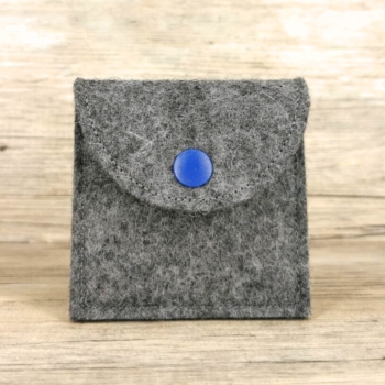 Rosenkranztasche Dunkelgrau meliert, Fisch, Kreuz