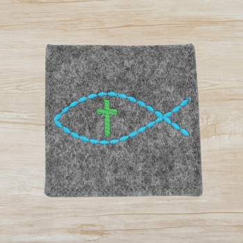 Rosenkranztasche in dunkelgrau meliert