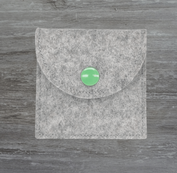 Rosenkranztasche in Hellgrau meliert, Fisch, Kreuz