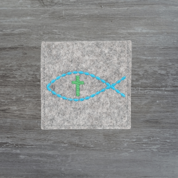 Rosenkranztasche in hellgrau meliert