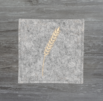 Rosenkranztasche in Hellgrau meliert, Weizen, Ähre