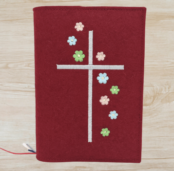 Wosadnikhülle in Kirsch meliert, Kreuz, Blümchen