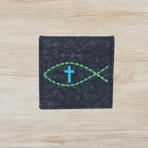 Rosenkranztasche in anthrazit meliert