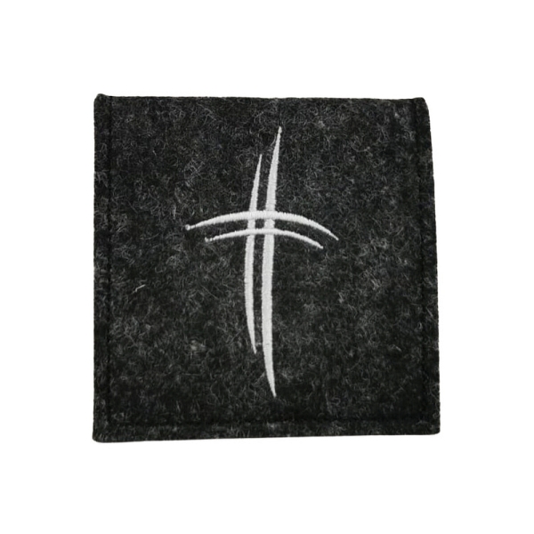 Rosenkranztasche Anthrazit meliert, Kreuze