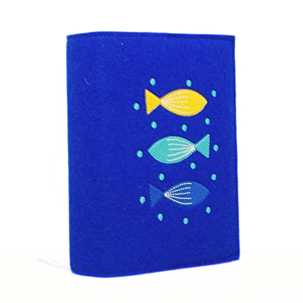 Wosadnikhülle, Gotteslobhülle in Royalblau, Fische, Punkte