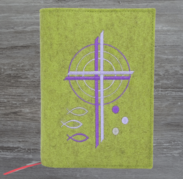 Wosadnikhülle in kiwi meliert, Kreuze, Kreise, Fische, Punkte