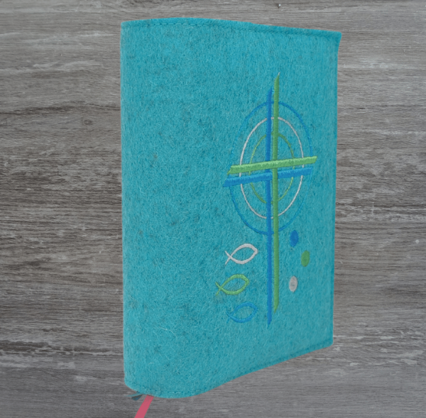 Wosadnikhülle in lagune meliert, Kreuze, Kreise, Fische, Punkte