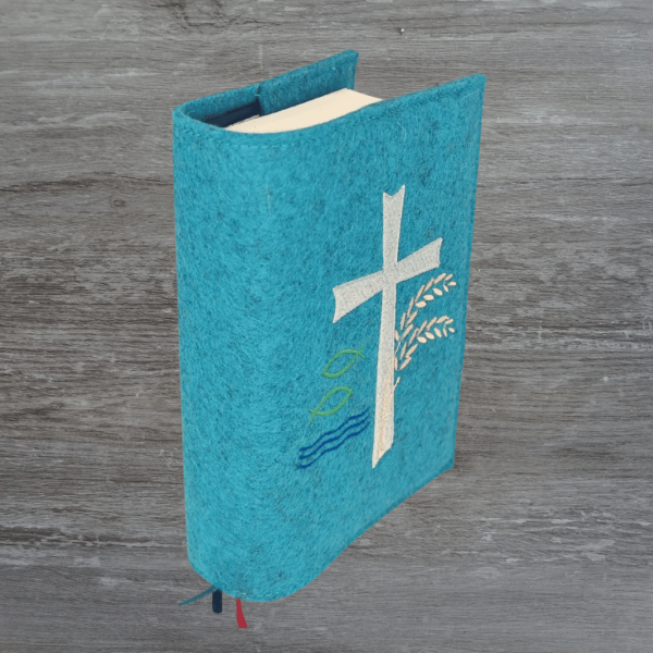 Wosadnikhülle in lagune meliert, Kreuz, Weizen, Fisch