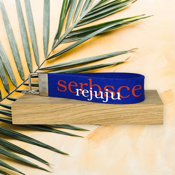 Schlüsselanhänger aus Wollfilz, Blau