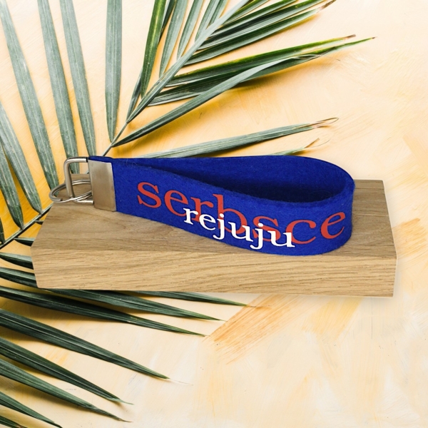 Schlüsselanhänger aus Wollfilz, Blau