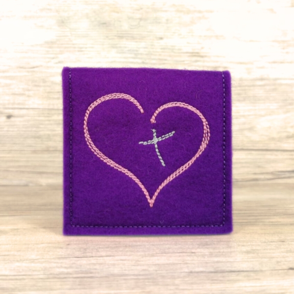 Rosenkranztasche Violett, Herz