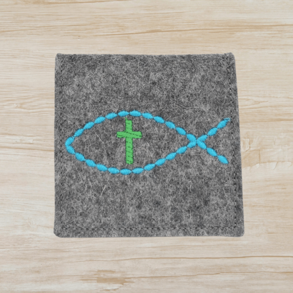 Rosenkranztasche in dunkelgrau meliert