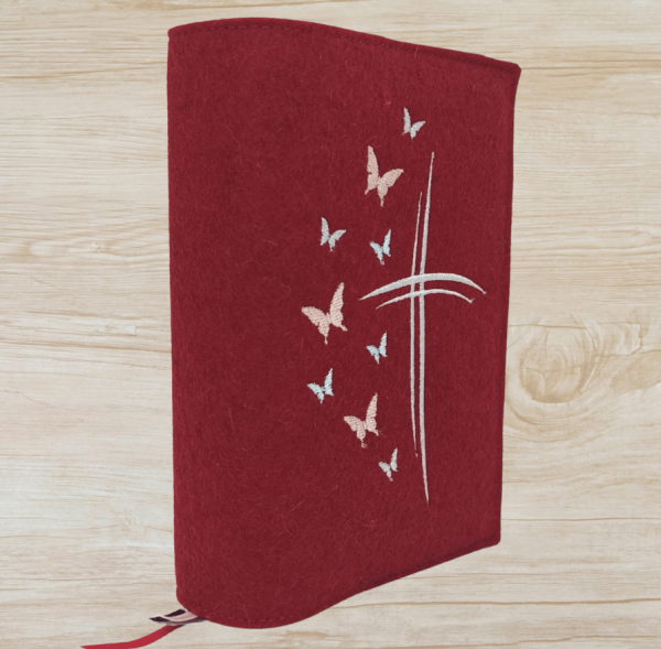 Wosadnikhülle in Kirsch meliert, Kreuze, Schmetterlinge