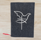 Gotteslobhülle in anthrazit meliert, Kreuz, Taube