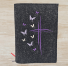 Wosadnikhülle in anthrazit meliert, Kreuze, Schmetterlinge