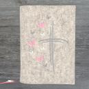 Wosadnikhülle in beige meliert, Kreuze, Schmetterlinge