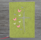 Wosadnikhülle in kiwi meliert, Kreuze, Schmetterlinge