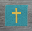 Rosenkranztasche in lagune meliert, Kreuz