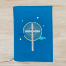 Wosadnikhülle in petrol, Kreuz, Fische