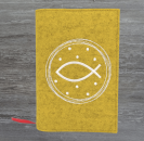 Gotteslobhülle in senf melliert, Kreis, Fisch