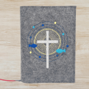 Wosadnikhülle in dunkelgrau meliert, Fische, Punkte, Kreise, Kreuz