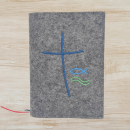 Wosadnikhülle in dunkelgrau meliert, Kreuz, Fisch, Wellen